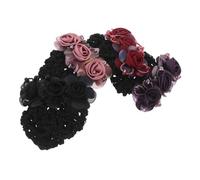 INOOMP 4pcs Korean Style Floral Hair Clip Lightweight Mesh Bun Cover Soft Fabric Hairpin for Women Elegant Asian-inspired Hair Decoration for Spring Festival and Daily Wear