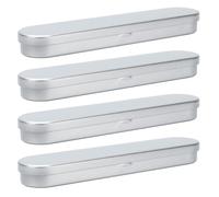 INOOMP 4pcs Metal Pen and Tin Box Set with Sponge Liner, Silver Square Iron Pencil Cases for Office and School Stationery Storage, Compact 178x36x19mm Organizer for Adults and Students