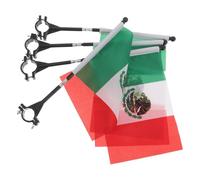 INOOMP 4pcs Mexican Bike Safety Flags with Poles - Mexico National Bicycle Handlebar Flags for Outdoor Cycling and ’ Bike Accessories