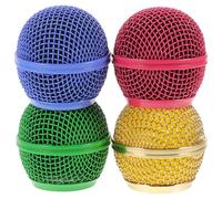 INOOMP 4pcs Microphone Grill Heads Replacement Metal Mic Mesh Covers for, Colored Mic Mesh Grille Set Gold Rose Red Green Sky, Metal Microphone Head Accessories for Stage and Studio Use