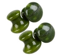 INOOMP 4pcs Mushroom Shape Facial Massage Stones, Natural Green Jade Gua Sha Tools for Face Neck Spa, Handheld Anti-aging Massager and Jade Eye Scraper for Skin Care