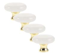 INOOMP 4pcs Oval Shaped Crystal Cabinet Knobs for Wardrobe and Home, Elegant Vintage Drawer Pulls with Natural Stone and Metal, Easy Installation Robust Furniture Hardware