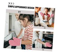 INOOMP 4pcs Oven Mitts Heat Resistant Baking Gloves Red Plaid Kitchen Mittens for Boys and Fits All Protecting Hands for Cooking Grilling and Microwave Use