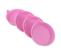 INOOMP 4pcs Pink Silicone Car Coasters with Rhinestones, Non-slip Drink Cup Mats for Automotive Cup Holders, Car Interior Accessories for Women and Men