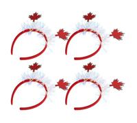 INOOMP 4pcs Red Maple Leaf Tinsel Headbands Lightweight Comfortable Hair Accessories for Thanksgiving and Autumn Parties with Unique Vibrant Design