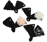 INOOMP 4pcs Silk Flower Bun Makers for Women, Soft Wire Hair Braid Tools with Large Floral Design, Black White Apricot and Ivory Colors, Suitable for French Twist and Lazy Hair Styling