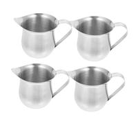 INOOMP 4pcs Stainless Steel Milk Frothing Pitcher Small Cream Frothing Cups Espresso Coffee Milk Jug for Parties and Home Use
