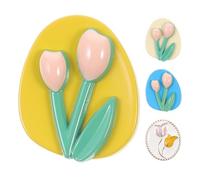 INOOMP 4pcs Tulip Flower Buttons Decorative Clothing Replaceable Buttons Zinc Alloy Unique Creative Style for DIY Sewing on Sweaters and Other Clothing