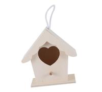 INOOMP 4pcs Wooden Bird Nest DIY Garden Ornament Wood Material Home Decoration Pendant Includes Heart Shape Double Layer Two Holes Single Layer and Lace Style for Indoor Outdoor Use