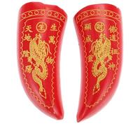 INOOMP 5-inch Red Yin Yang Twin Serpent Horn Taoist Divination Cups Set, Wooden Holy Divination Tools for Feng Shui Rituals, 2pcs Traditional Buddhist Supplies