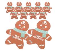 INOOMP 50pcs Reusable Brown Gingerbread Christmas Tags Made from White Kraft Paper with Punched Holes for DIY Wrapping and Desire Trees Decoration