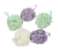 INOOMP 5pcs Adult Bath Sponge Mesh Pouf Loofah Bubble Maker, Soft Bath Puff for Shower Exfoliating and Skin Care, Bathroom Bathing Accessory Random Color
