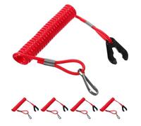 INOOMP 5pcs Boat Engine Safety Lanyard Cord for Outboard Motors, Red Emergency Stop Tether with Plastic and Metal Materials, Long Term Protection and Convenient Operation for Boating