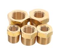 INOOMP 5PCS Brass Hex Bushing Pipe Coupling Reducer with Precision Npt Threads Leak-Resistant Male to Female Adapter for Water Oil Pipes Corrosion-Resistant Fittings with Hex Design for