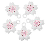 INOOMP 5pcs Cherry Blossom Shaped Metal Bell Hanging Pendant
