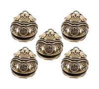 INOOMP 5pcs Golden Brass Pet Bells for Dogs and Cats Lightweight Retro Dog Collar Bells for DIY Hanging Photo Shoots and Training Accessories