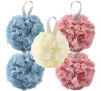 INOOMP 5pcs Lace Shower Bathing Balls Set with Rich Foam for Gentle Dead Skin Removal Adorable Lace Shaped Bath Loofahs for Shower and Bathing Color
