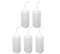 INOOMP 5pcs Plastic Squeeze Wash Bottles with Bent Spout 500ml Each Precise Watering Control for Plants and Laboratory Glassware Single Hand Use, Sturdy Plastic for Balcony and Cleaning