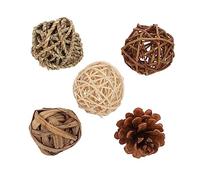 INOOMP 5pcs Rattan Ball Ornaments Rabbit Teething Toy Woven Toys Boredom Breaker