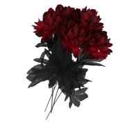 INOOMP 5pcs Realistic Artificial Dahlia Flowers Deep Red Fabric Bouquet for Wedding Centerpieces Halloween Decor DIY Floral Arrangement Home Photography Prop