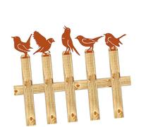 INOOMP 5pcs Rusty Bird Garden Decorations Metal Bird Ornaments for Outdoor Fences Charming Rustic Aesthetic Easy Installation Iron for Patios and Yards