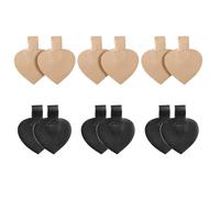 INOOMP 6 Pairs Heel Inserts Heel Sticker Pu Leather Heart Shaped Adhesive Anti-Slip for Women Dancing Matte Black and Skin Tone