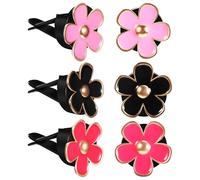 INOOMP 6 Pcs Daisy Car Air Vent Clips Air Freshener Accessories for Women Mixed Black Pink Rose Red Scented Car Decor Automotive Interior