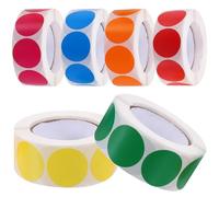 INOOMP 6 Rolls Colored Round Labels Circle Dot Stickers 500 Stickers/roll Self-Adhesive No Residue Assorted Color Small Dot Stickers for Organizing Pages and Decorating Mugs