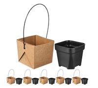 INOOMP 6 Sets Small Square Succulent Planter Pot with Kraft Paper Wraps Plastic Mini Plant Pot Flower Container for Tiny Succulent Plants Decoration