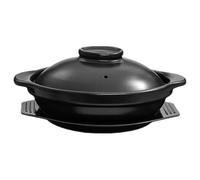 INOOMP 600ml Ceramic Casserole Pot with Lid and Tray High Temperature Resistant Claypot Cooking Pot for Home Use Shallow Soup and Stew Suitable for Single Serving