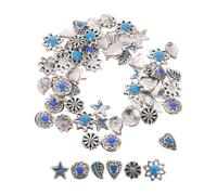 INOOMP 60pcs Metal Turquoise Western Nail Charms for Gel Nails with Easy Application for Salon and Special Occasions