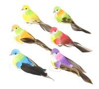 INOOMP 6pcs Artificial Birds Decor with Foam and Feather Simulated Colourful Birds for Garden and Landscape for Home Decoration Random Color
