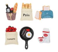 INOOMP 6pcs Cartoon Magnetic Fridge Stickers Egg Milk Pan and Bread Basket Refrigerator Decorations Cute Fridge Ornaments for Kitchen Microwave Easy to Apply and Remove