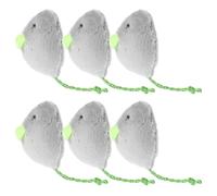 INOOMP 6pcs Grey Plush Mouse Cat Interactive Small Stuffed Animal Chew for Indoor Cats Kitten Playtime and Entertainment