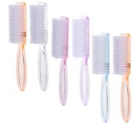 INOOMP 6pcs Handle Grip Manicure Nail Cleaning for Toes Fingernail Soft Nail Brush Long Handle Cleaner Brush Pedicure Scrub Random Color