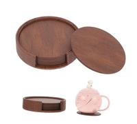 INOOMP 6Pcs Heat-resistant Anti-skid Cup Pads Double-sided Leather Tumbler Mats for Home Bottle Protection Brown