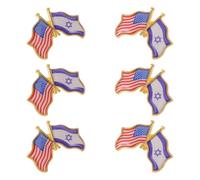 INOOMP 6pcs Israeli and American Flag Lapel Pins Metal Zinc Alloy Scratch Resistant Badge for Collectors and Diplomats Suitable for Diplomatic Ceremonies and History Research