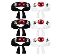 INOOMP 6pcs Japanese Headbands for Sports and Cooking, Versatile Polyester Headscarf with Excellent Breathability, Stylish Samurai and Culinary Pattern for Cultural Elegance