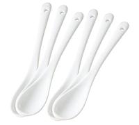 INOOMP 6Pcs Long Handle Ceramic Mixing Spoons for Milk Tea Bars Reusable Beverage Stirring Spoons with Polished Surface Heat-Resistant Soup and Dessert for Home and Parties