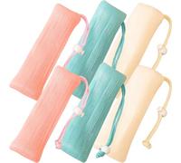 INOOMP 6pcs Multi-layer Soap Mesh Bags with Drawstring, Exfoliating Bar Soap Pouches in Pink, Beige, and Green, Foaming Nets for Face and Body Cleansing, Suitable for Travel and Bathroom
