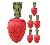 INOOMP 6pcs Natural Guinea Pig Chew for Rabbits Hamsters Chinchillas Strawberry Shape Small Animal Chewing Plaything for Teeth Care and Boredom Relief