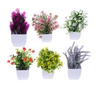 INOOMP 6pcs Realistic Artificial Potted Fake Flowers with Compact Design, Pvc and Abs Material, Versatile Decoration for Home and Tabletop Decor, Small Plastic Plants in Pot
