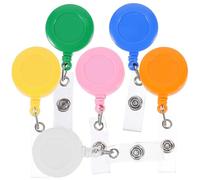 INOOMP 6pcs Retractable Badge Holder Id Card Clip Lightweight Abs Aluminum Alloy Good Stretch Elasticity for Work Permits Business Cards Nurses Students Random Color