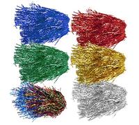 INOOMP 6Pcs Shiny Costume Cosplay Wigs Unisex Party Fake Hair for Masquerade Halloween Fancy Dress with Vibrant Red Green Blue Gold Silver
