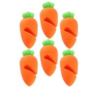 INOOMP 6pcs Silicone Boil Stoppers in Carrot Shape, Creative Pot Lid Spill-proof Lifters with Comfortable Hand Feeling, Keep Lid Open to Prevent Overflow, Kitchen Cooking Accessory