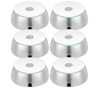 INOOMP 6pcs Silver Plastic Display Stand with LED Lights, round Crystal Display Base for Jewelry and Acrylic Carvings, Pedestal for Home Decoration