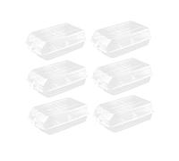 INOOMP 6PCS Thickened Plastic Shoe Storage Box Large Transparent Stackable Dust Organizer for Men and Women Shoes Up Easy Open Track Design White