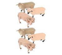 INOOMP 6pcs Toy Sheep Figurine: Realistic Farm Animal Model - Plastic Lamb Ornaments Playset For Toddlers & Room Landscape Decoration