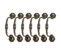 INOOMP 6pcs Vintage Retro Cabinet Pull Handles - Ornate Dual Hole Drawer Ring Pulls for Wardrobe, Kitchen Cabinets, Bedroom Dressers, 86mm Hole Center