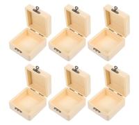 INOOMP 6Pcs Wooden Jewelry Storage Boxes Mini Hand-Painted Burlywood Organizer for Home School Craft and Display